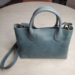 PLG Portland Leather Goods Rainstorm Crossbody Satchel Premium Aqua HIDE STAMP!